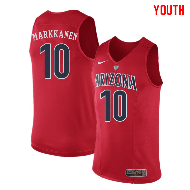 Youth Arizona Wildcats #10 Lauri Markkanen College Basketball Jerseys Sale-Red